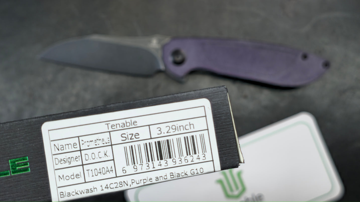 Tenable Prometheus Purple/Black G10 Handle 14C28N (NEW)