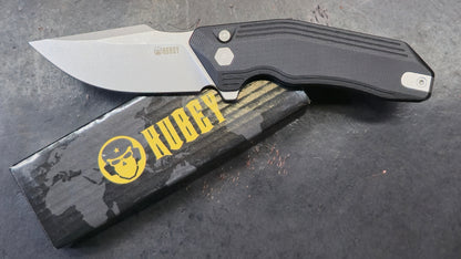 Kubey Basilisk Folding Knife Black G10 Handle 14C28N Tanto Point (NEW)