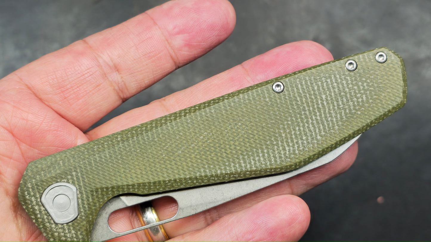 Gerber Slimsada Framelock Folding Knife Olive Micarta Handle D2