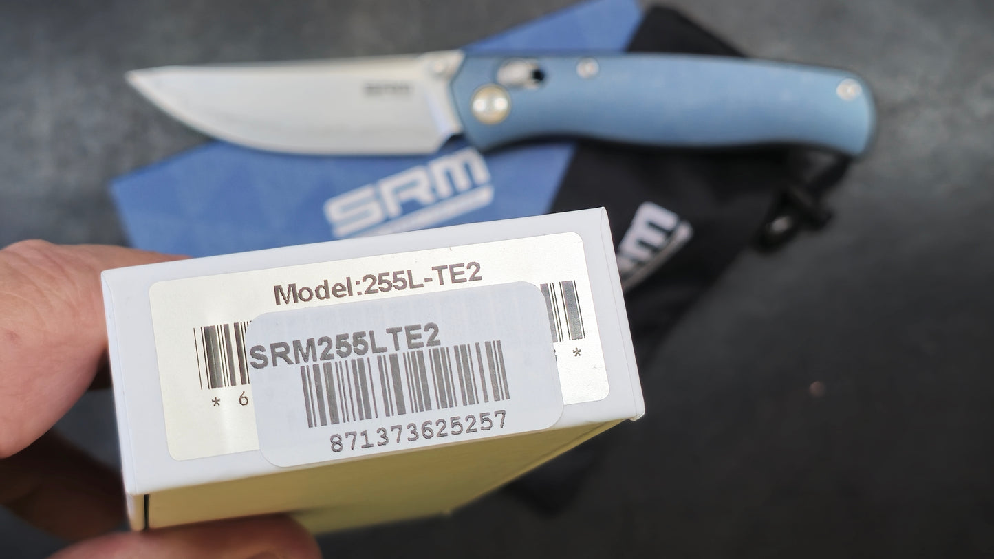 SRM MEDAL 255L-TE2 Laminated 140Cr Steel blade, TC4 Titanium handle, Mono chassis, Ambi clip (NEW)