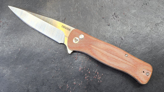 Trivisa Dor-04BR Brown Micarta 14C28N Plain Edge Satin (USED)