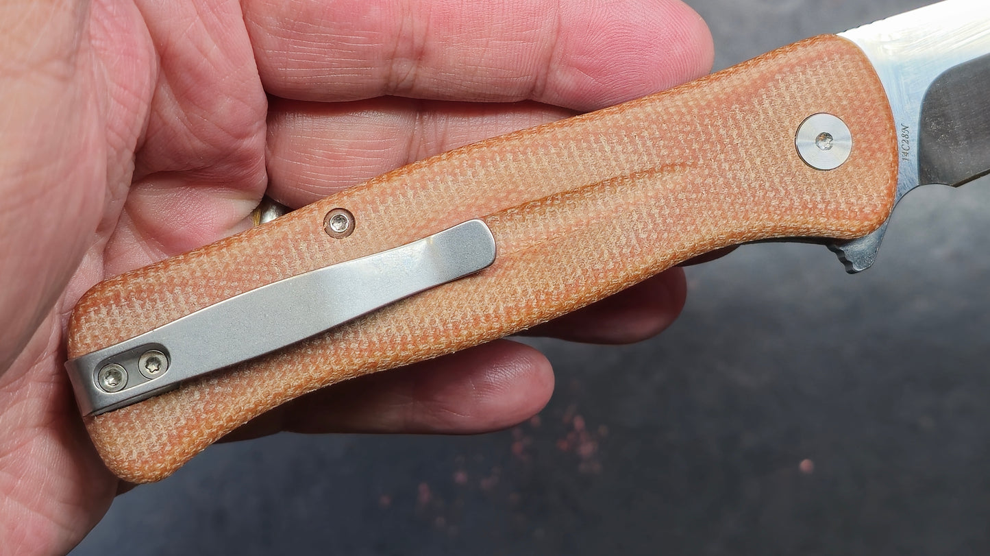 Trivisa Dor-04BR Brown Micarta 14C28N Plain Edge Satin (USED)