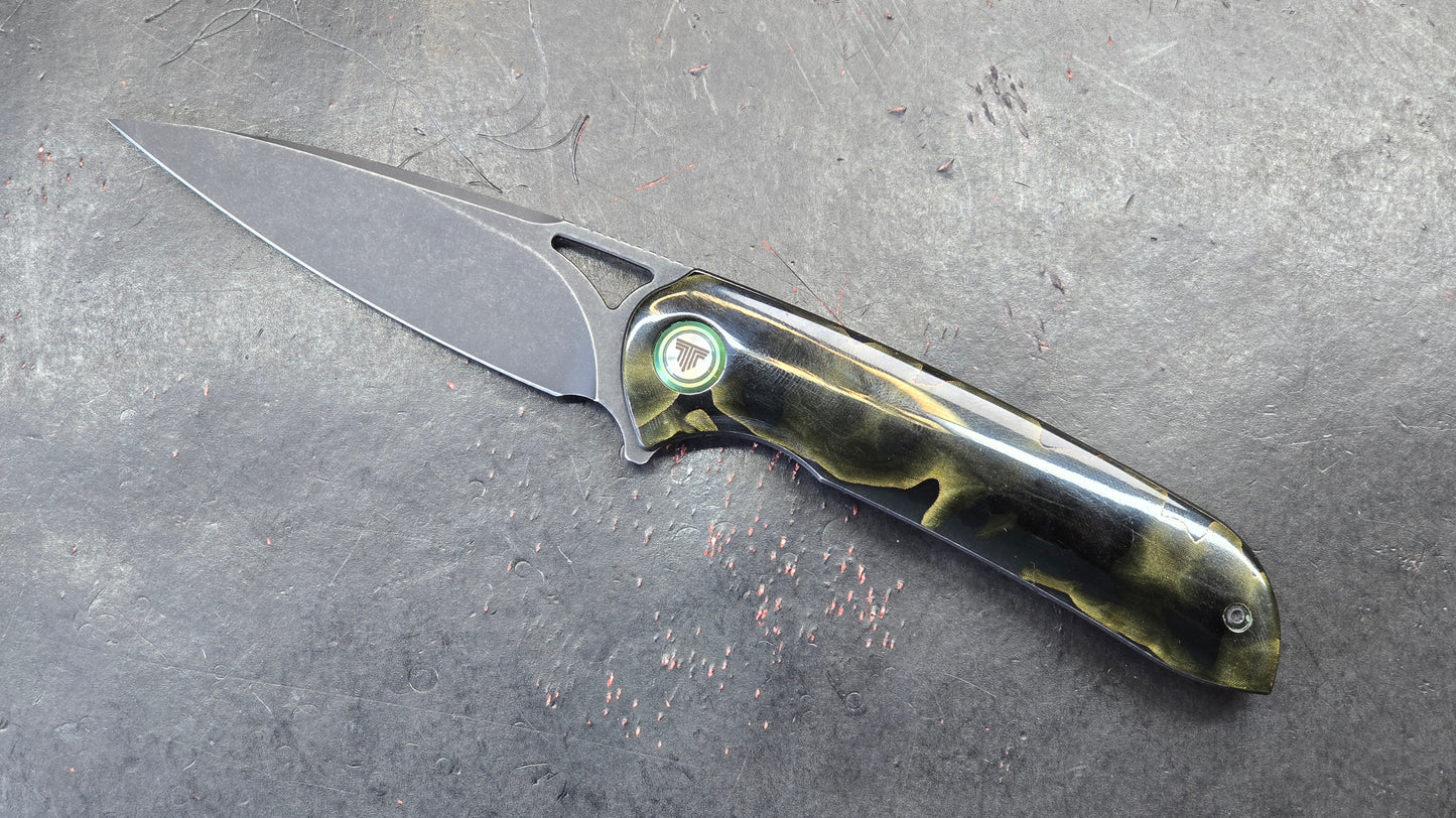 TRIVISA SGR-07 Folding Knife Brass Epoxy Resin Handle 10Cr15CoMoV (USED)