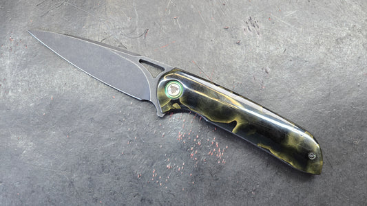TRIVISA SGR-07 Folding Knife Brass Epoxy Resin Handle 10Cr15CoMoV (USED)