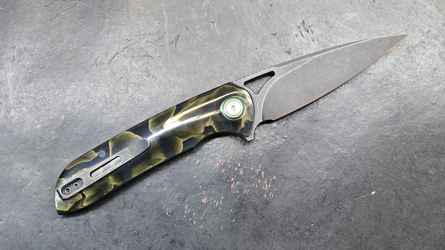 TRIVISA SGR-07 Folding Knife Brass Epoxy Resin Handle 10Cr15CoMoV (USED)