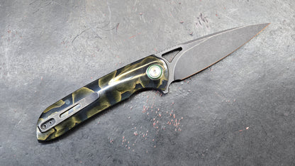 TRIVISA SGR-07 Folding Knife Brass Epoxy Resin Handle 10Cr15CoMoV (USED)