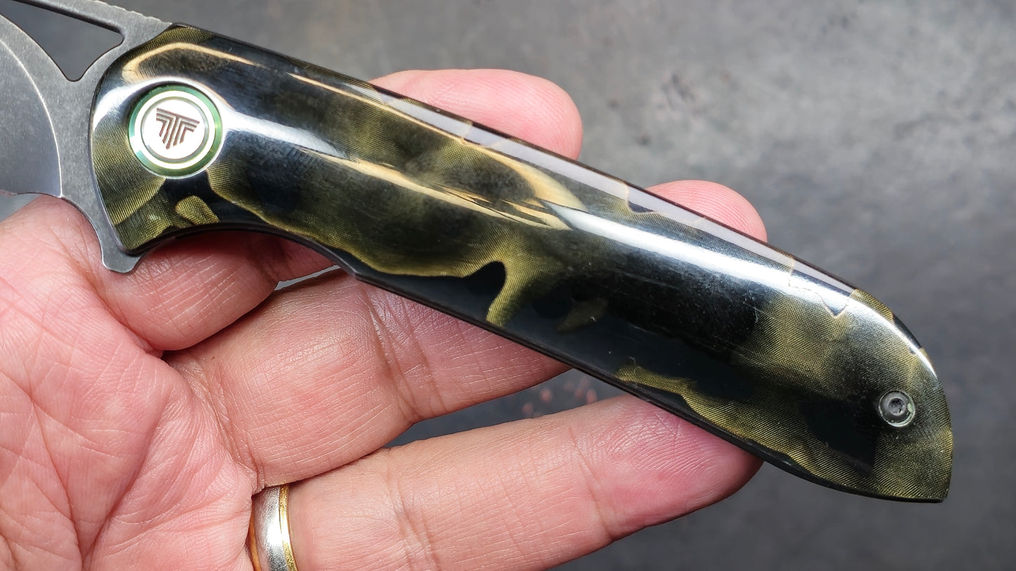 TRIVISA SGR-07 Folding Knife Brass Epoxy Resin Handle 10Cr15CoMoV (USED)