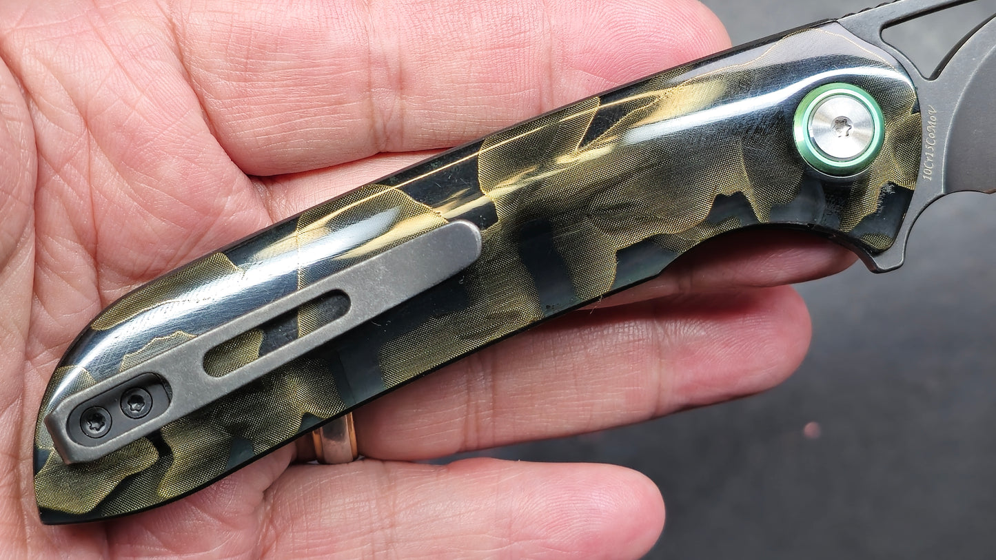 TRIVISA SGR-07 Folding Knife Brass Epoxy Resin Handle 10Cr15CoMoV (USED)