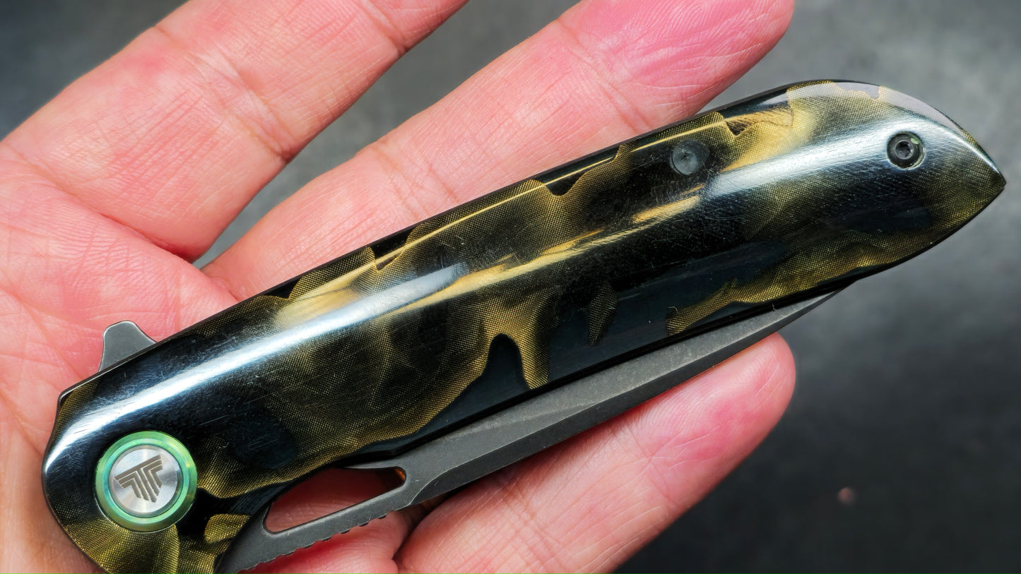TRIVISA SGR-07 Folding Knife Brass Epoxy Resin Handle 10Cr15CoMoV (USED)