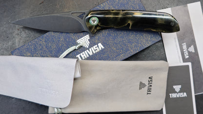 TRIVISA SGR-07 Folding Knife Brass Epoxy Resin Handle 10Cr15CoMoV (USED)