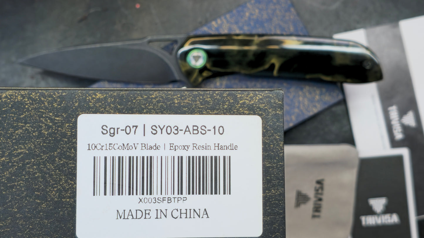TRIVISA SGR-07 Folding Knife Brass Epoxy Resin Handle 10Cr15CoMoV (USED)