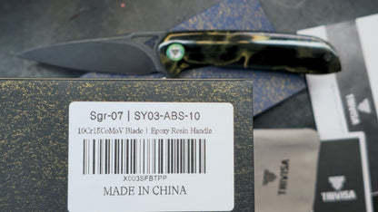 TRIVISA SGR-07 Folding Knife Brass Epoxy Resin Handle 10Cr15CoMoV (USED)