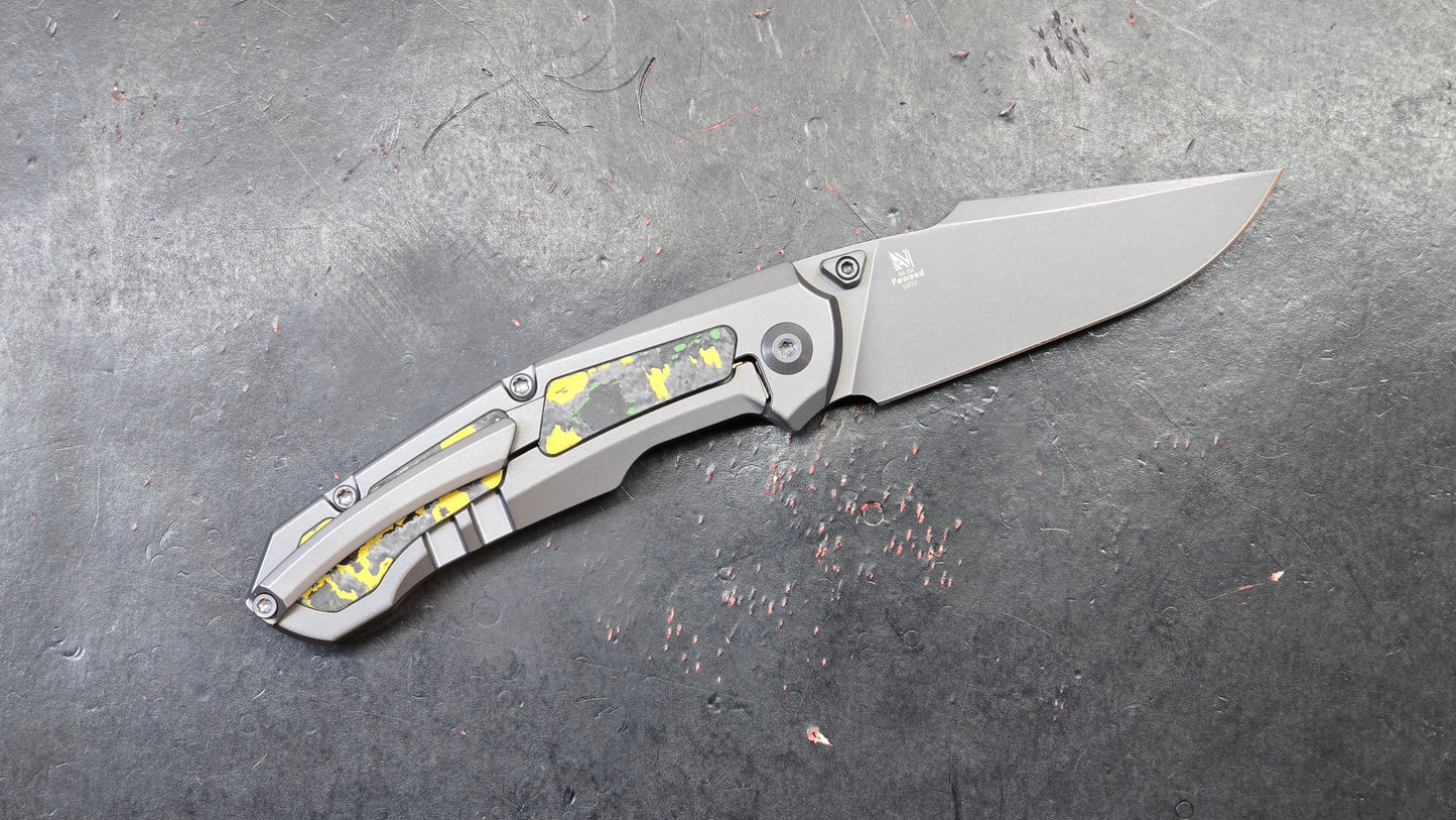 Kizer Feweed Toxic Storm Titanium/Fat Carbon Handle S90V (NEW)