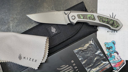Kizer Feweed Toxic Storm Titanium/Fat Carbon Handle S90V (NEW)