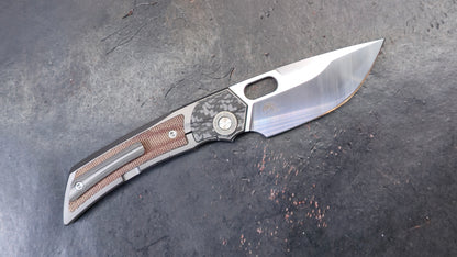TWOSUN TS142 INTEGRAL Titanium Carbon Fiber Micarta M390 (USED)