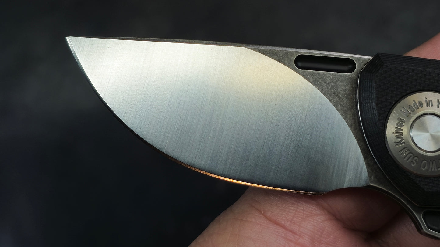 TwoSun TS345 Mini Folding Knife Black Micarta Handle D2 (NEW)