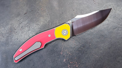 TWOSUN TS416 Titanium & Red/Yellow G10 Inlay D2 (NEW)