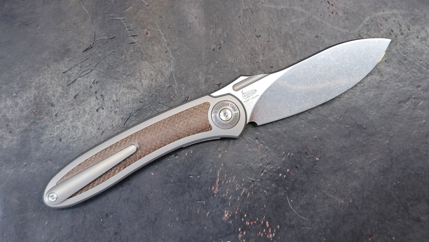 TWOSUN TS481 Titanium Handle Micarta Inlay 14C28N (NEW)