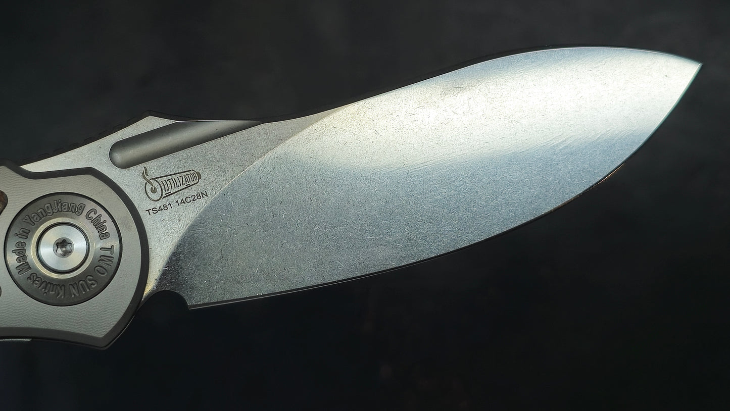 TWOSUN TS481 Titanium Handle Micarta Inlay 14C28N (NEW)