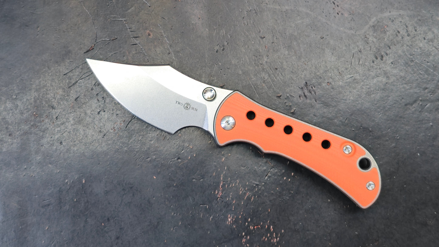 TWOSUN TS422 Titanium Handle Orange G10 Inlay K110 (NEW)