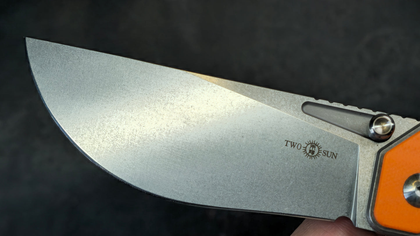 TWOSUN TS472 Titanium/G10 Handle 14C28N (NEW)
