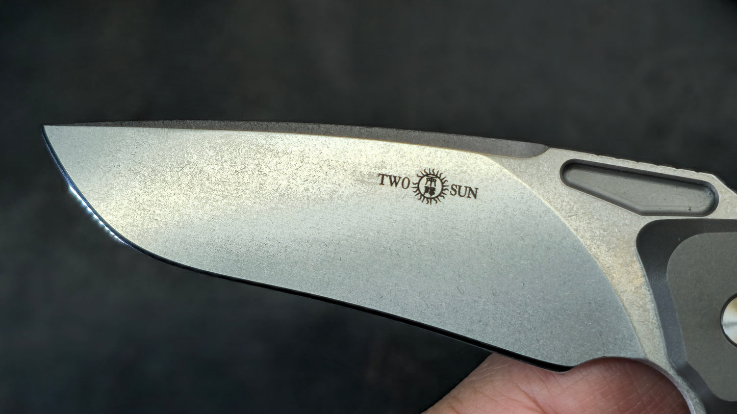TWOSUN TS468 Titanium/G10 Handle 14C28N (NEW)
