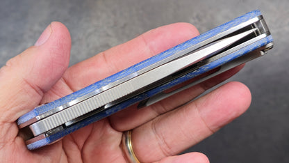 Tenable Bömbur Blue Micarta (3.53'' Stonewashed D2 Blade) Midgards Messer Design (NEW)