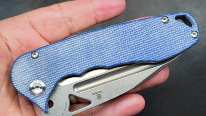 Tenable Bömbur Blue Micarta (3.53'' Stonewashed D2 Blade) Midgards Messer Design (NEW)