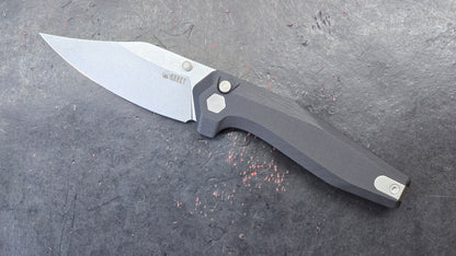 Kubey Hades Folding Knife Black G10 Handle 14C28N Wharncliffe
