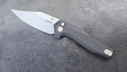 Kubey Hades Folding Knife Black G10 Handle 14C28N Wharncliffe