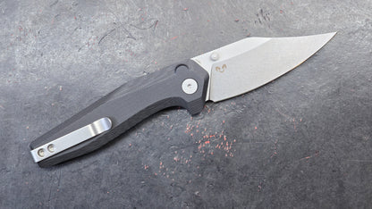 Kubey Hades Folding Knife Black G10 Handle 14C28N Wharncliffe