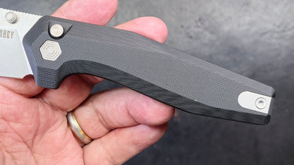 Kubey Hades Folding Knife Black G10 Handle 14C28N Wharncliffe