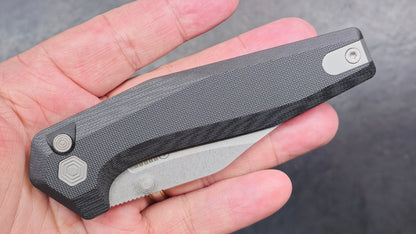 Kubey Hades Folding Knife Black G10 Handle 14C28N Wharncliffe
