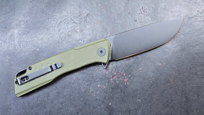 Petrified Fish Loco Flipper Pocket Knife Green G10 Handle D2 (NEW)