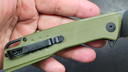 Petrified Fish Loco Flipper Pocket Knife Green G10 Handle D2 (NEW)
