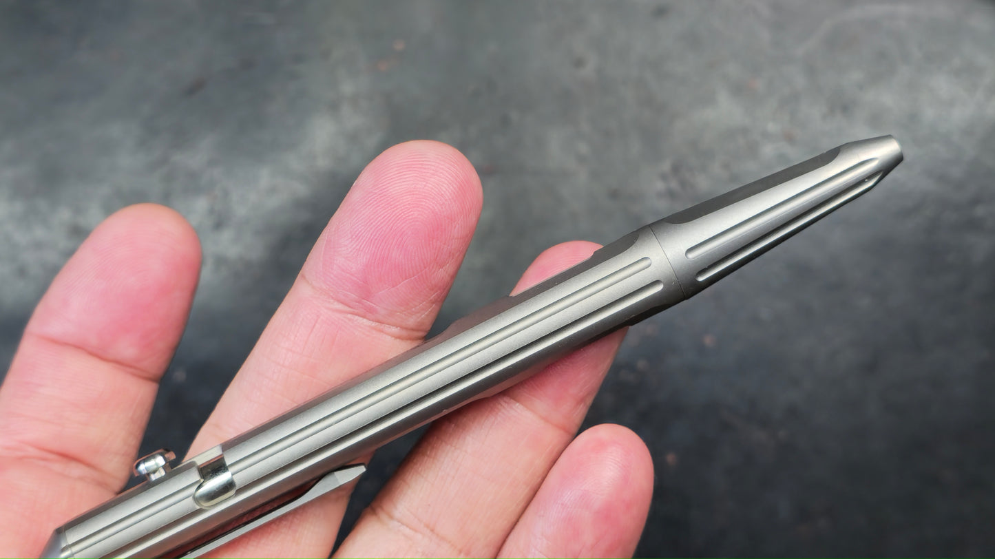 TwoSun Pen-43 Push Button EDC/Pen Milled Titanium Body Black Ink (NEW)
