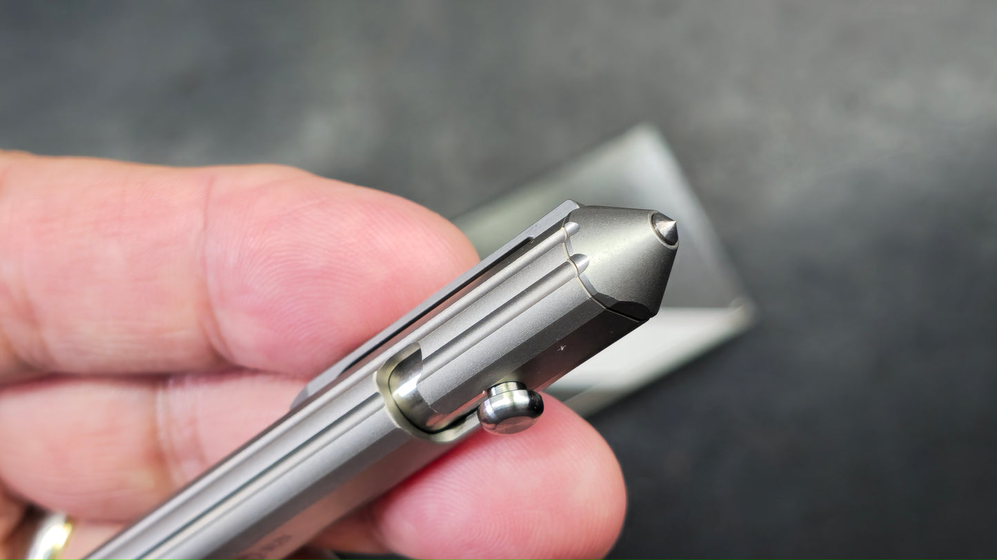 TwoSun Pen-43 Push Button EDC/Pen Milled Titanium Body Black Ink (NEW)