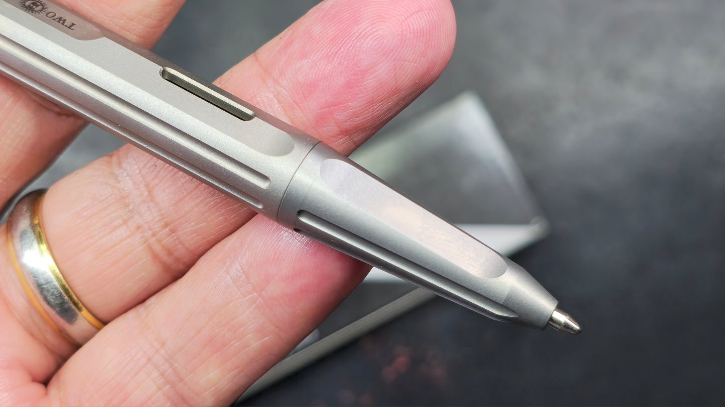 TwoSun Pen-43 Push Button EDC/Pen Milled Titanium Body Black Ink (NEW)