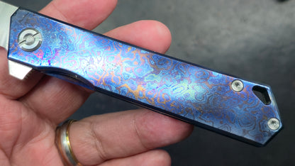 TWOSUN TS20 Timascus TITANIUM DAMASCUS HANDLE YJ01-V1 TANTO (NEW - OPEN BOX)