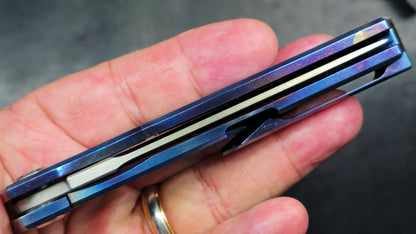 TWOSUN TS20 Timascus TITANIUM DAMASCUS HANDLE YJ01-V1 TANTO (NEW - OPEN BOX)