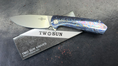 TWOSUN TS223 Timascus TITANIUM DAMASCUS HANDLE M390 (NEW)
