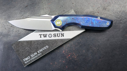 TWOSUN TS194 Timascus TITANIUM DAMASCUS HANDLE M390 (NEW)