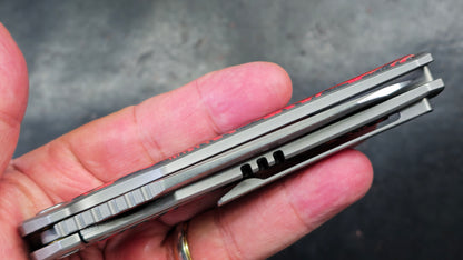 Sixleaf SL-64-RP Titanium/G10 Handle Red RWL34+PMC27 Damascus (NEW)
