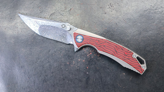 Sixleaf SL-60RP Titanium/G10 Handle RWL34+PMC27 Damascus Blade (NEW)