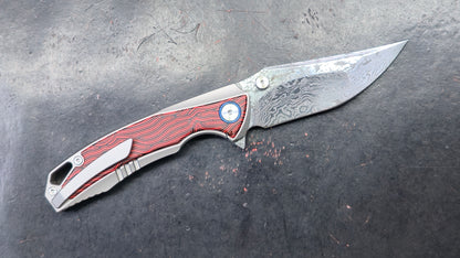 Sixleaf SL-60RP Titanium/G10 Handle RWL34+PMC27 Damascus Blade (NEW)