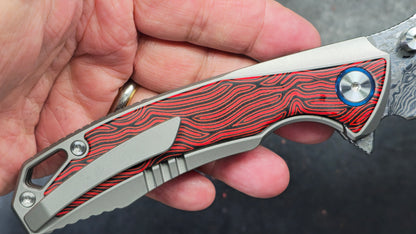 Sixleaf SL-60RP Titanium/G10 Handle RWL34+PMC27 Damascus Blade (NEW)