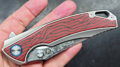 Sixleaf SL-60RP Titanium/G10 Handle RWL34+PMC27 Damascus Blade (NEW)