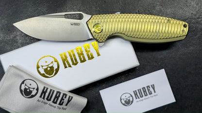 Kubey Tityus Yellow Textured Titanium Handle 14c28n (NEW)