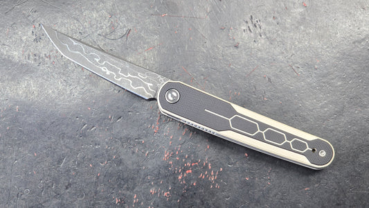 Civivi KwaiQ Ivory/Black G10 Handle Damascus Tanto (NEW)