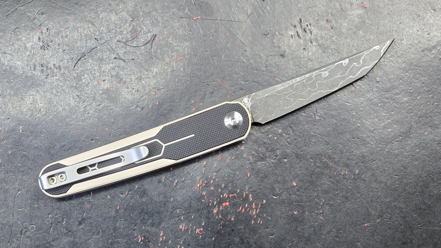 Civivi KwaiQ Ivory/Black G10 Handle Damascus Tanto (NEW)